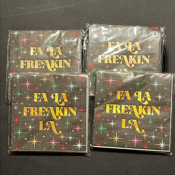 Set of 4 “Fa La Freakin La” napkins - Picture 2 of 6